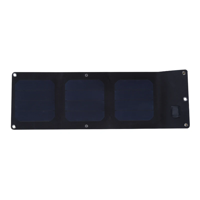Outsunny - Caricabatteria Solare 10W Pieghevole con 3 Pannelli ad Alta efficienza 58 x 18.5cm Nero