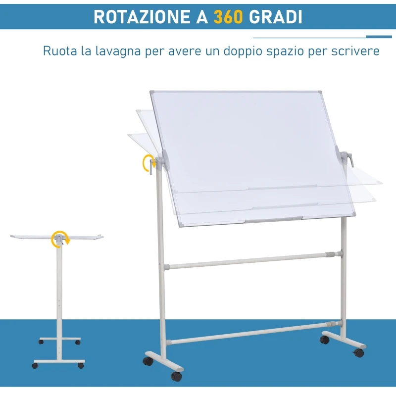 Vinsetto Lavagna Magnetica Bianca Cavalletto Faccia Doppia Portapenne Traversa Regolabile