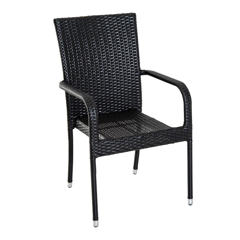 Outsunny Set 5pz Mobili da Giardino Tavolo con 4 Sedie Balcone Rattan Marrone