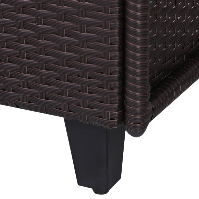 Outsunny Set Mobili da Giardino in Rattan 3 Pezzi 2 Poltrone Tavolino Piano in Vetro Struttura in Acciaio Marrone