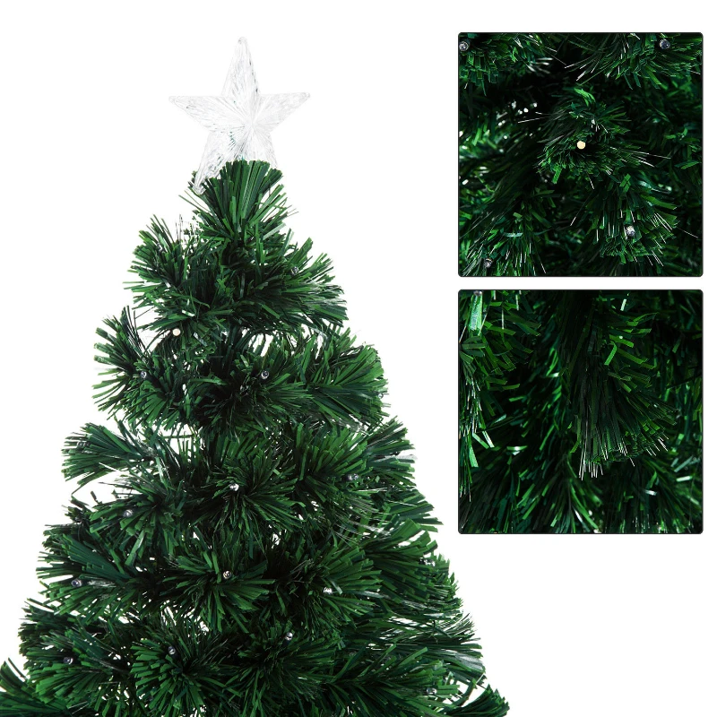 HOMCOM Albero di Natale Artificiale 230 Rami in PVC con Luci LED Φ82 x 180cm Verde