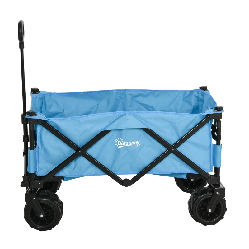Outsunny Carrello Pieghevole per Giardinaggio Campeggio Telaio in Acciaio e Tessuto Oxford Blu 94 x 55 x 93.5cm