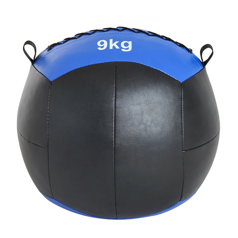 HOMCOM Palla Medica cross-training Fitness Wall Ball 9kg in Ecopelle Ф35cm Nero-Blu