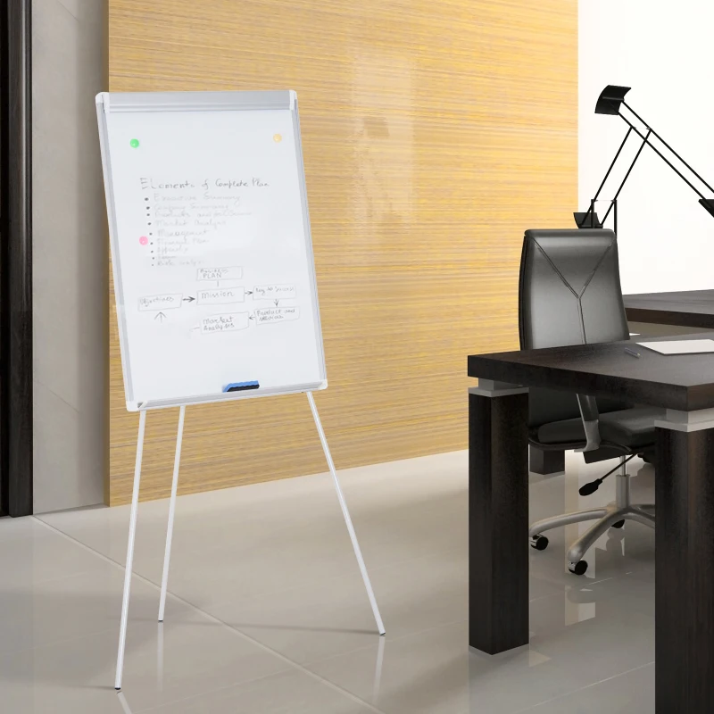 Vinsetto Lavagna Magnetica Cavalletto a Treppiede Altezza Regolabile Cornice in Alluminio con 3 Magnetini e Cancellino 76.5 × 57 × 111.5-167cm