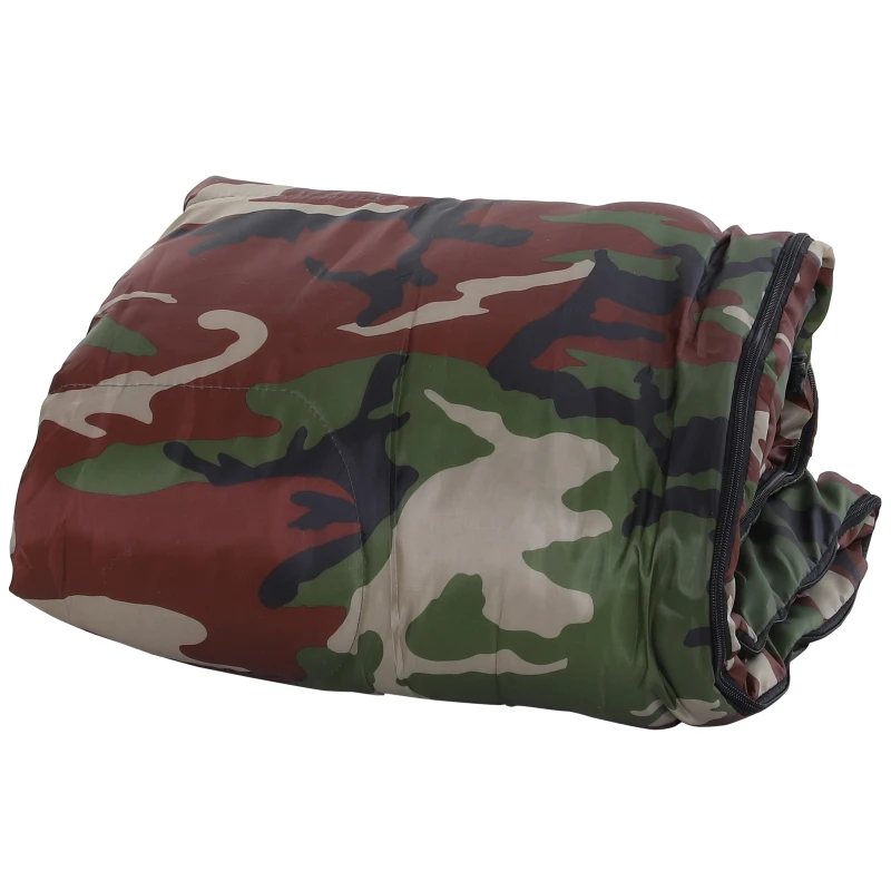 Outsunny Sacco a Pelo Singolo 210x75cm Impermeabile per Campeggio con Borsa da Viaggio, Temperatura: 15-20℃, Mimetico