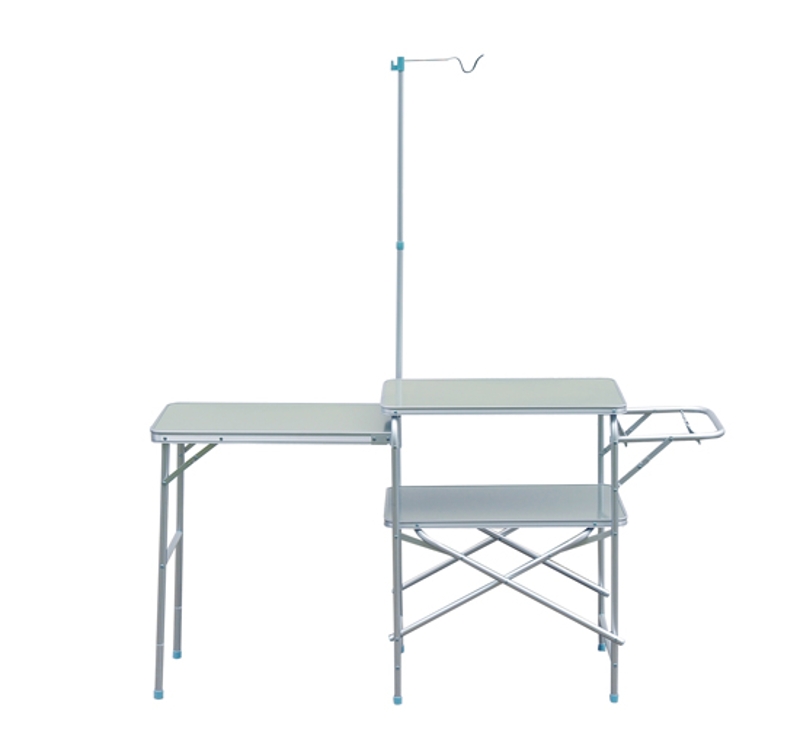 Outsunny Tavolo da Picnic Campeggio con Tavolino Pieghevole Portatile 3 Posti in Lega d'Alluminio 154,5 x 40,5 x 82cm Argento