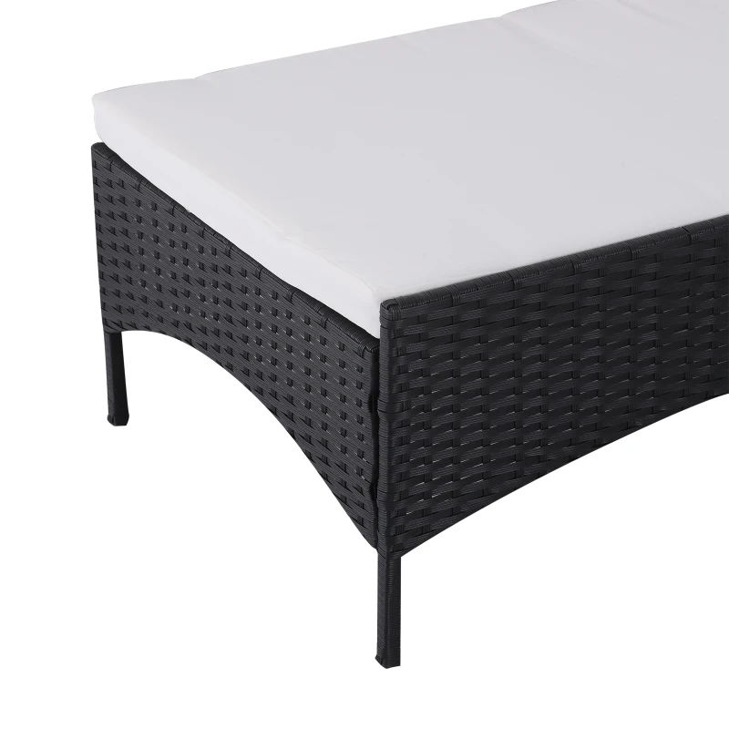Outsunny Set Divano con Poggiapiedi Tetto Rimovibile da Giardino Esterno Rattan Nero Bianco
