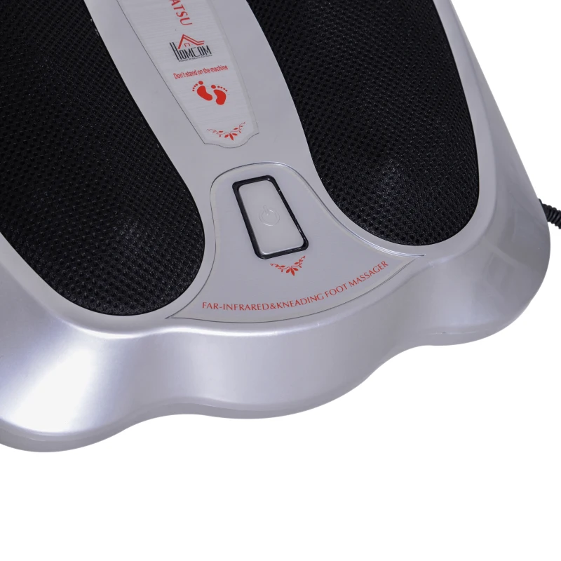 HOMCOM Massaggiatore Elettrico per Piedi Shiatsu con Riscaldamento a Infrarossi Massaggio Orario e Antiorario, Argento, 34,5x37x11cm