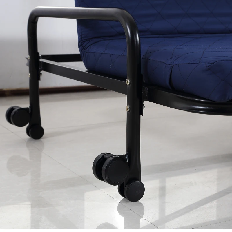 Homcom - Brandina Pieghevole con Materasso Divano Letto Portabile con Ruote Blu