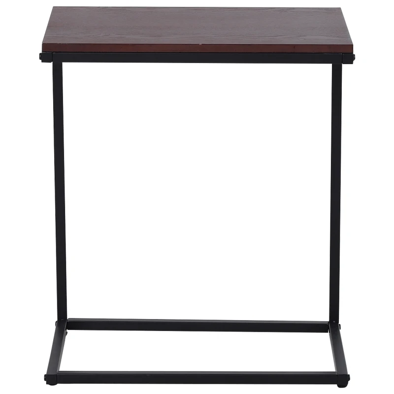 HOMCOM Tavolino Laterale da Divano o Letto Forma a "C" Design Industriale Metallo e MDF Fino 20 kg 56x36x68cm