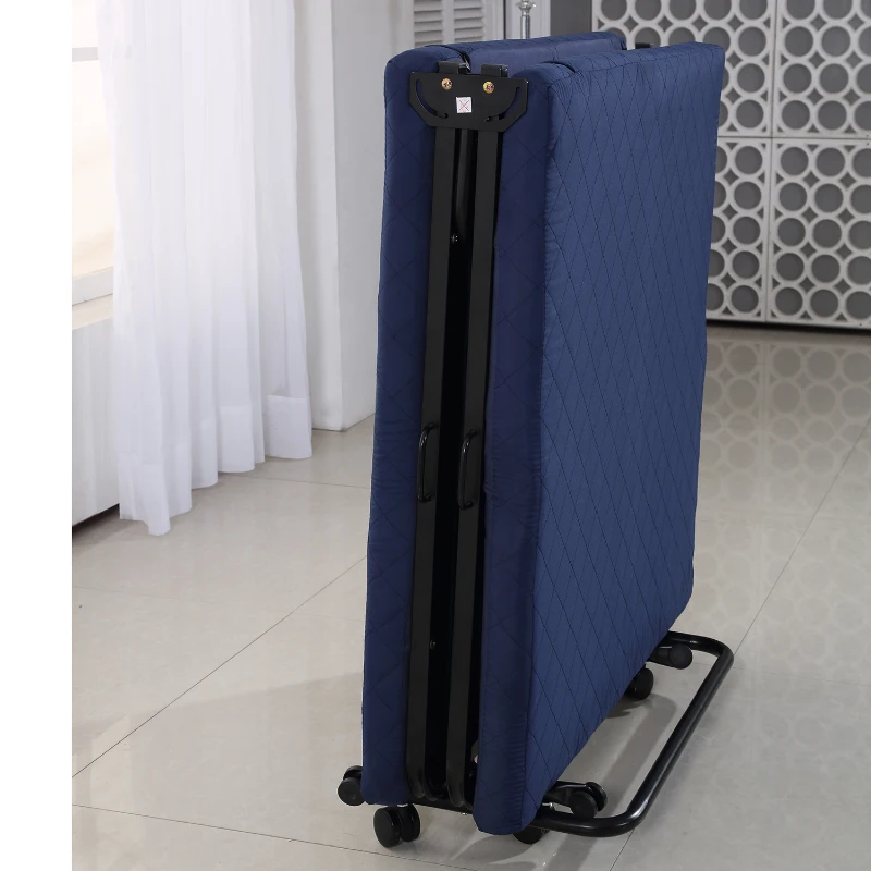 Homcom - Brandina Pieghevole con Materasso Divano Letto Portabile con Ruote Blu