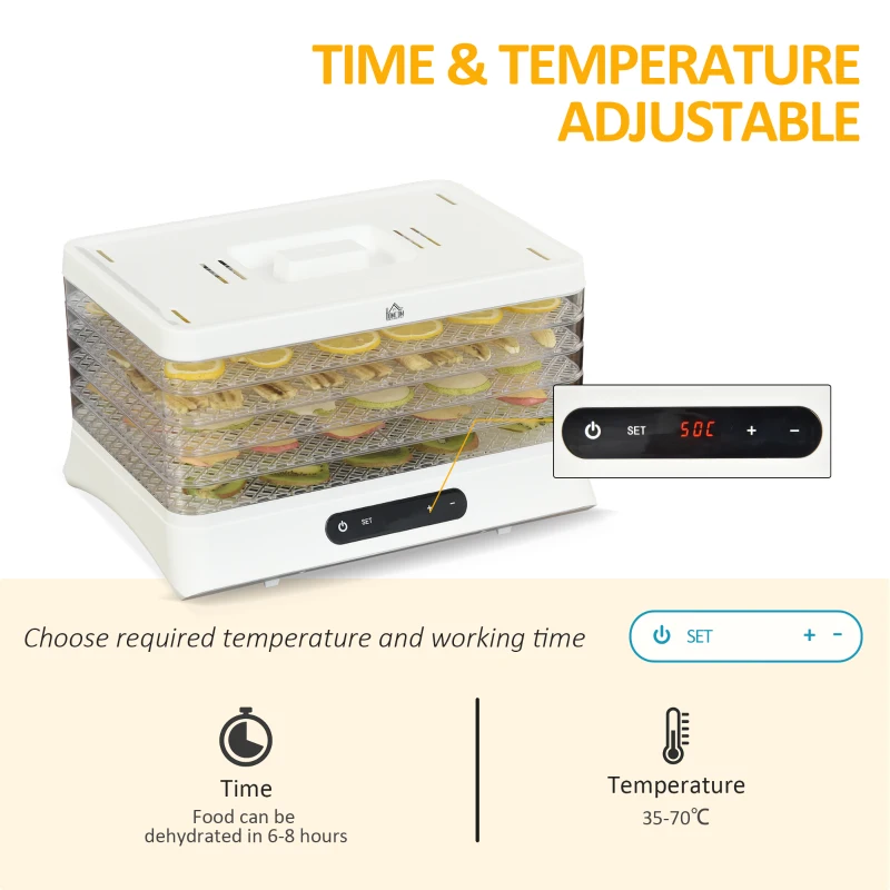 Homcom Essiccatore Alimentare Orizzontale con Temperatura Regolabile 35°-70°