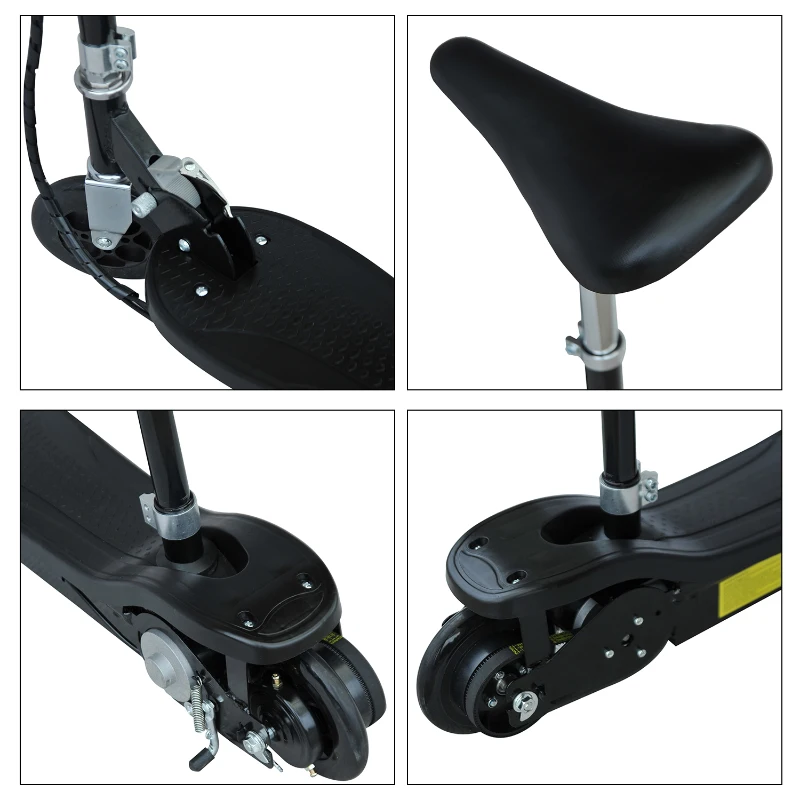 HOMCOM Monopattino Scooter Elettrico per Bambini con Sedile Pieghevole e Velocità Regolabile Max 12KM/H, 81.5 x 37 x 96cm, Nero