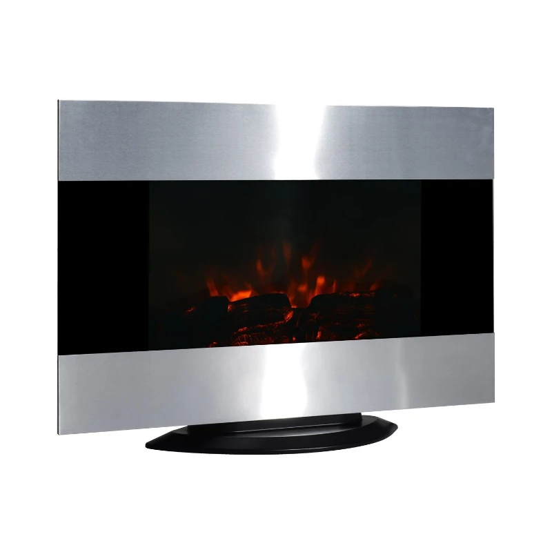 HOMCOM Caminetto Elettrico a Parete o FreeStanding con Fiamma di LED 90 x 9.5 x 56cm