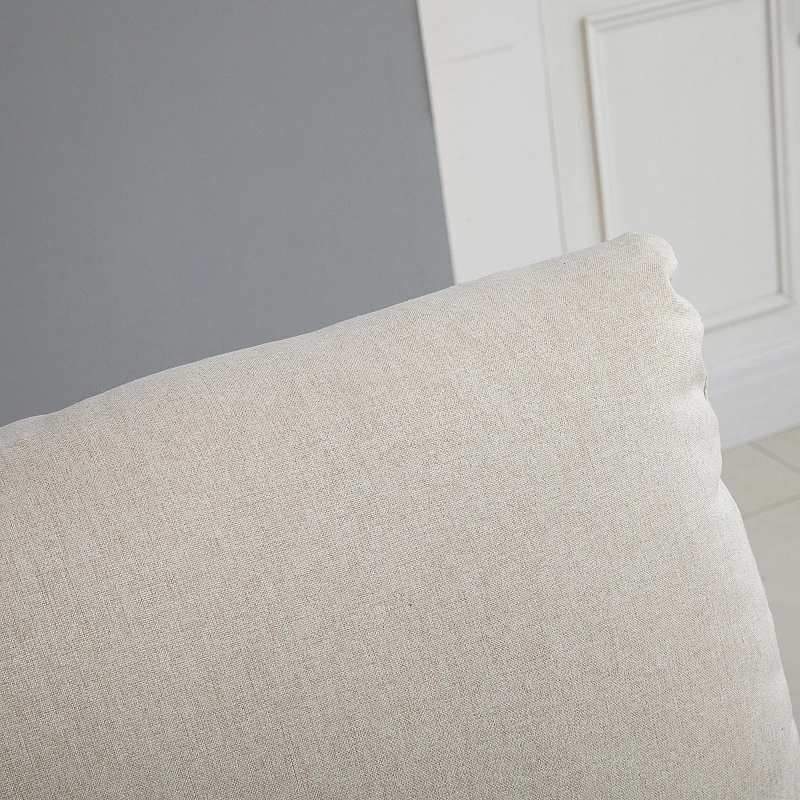 HOMCOM Divano 2 Posti Moderno in Tessuto Beige con Schienale Reclinabile e Recliner Manuale, 134x92x97cm