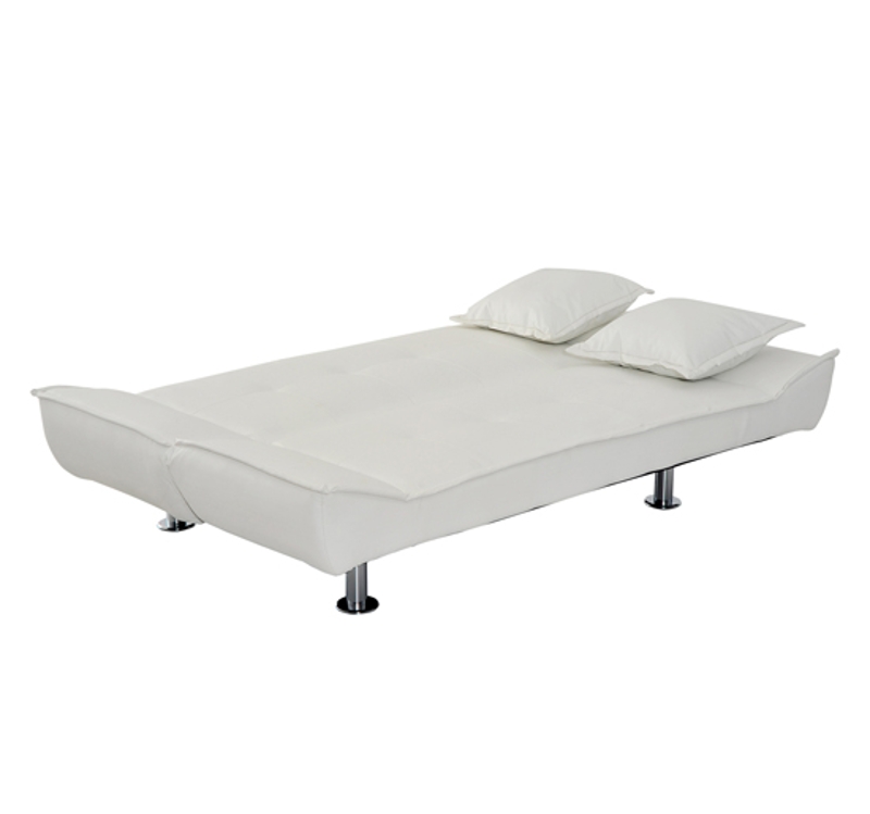 HOMCOM Elegante Divano Letto in Ecopelle con 2 Cuscini 178 x 86 x 80cm Bianco