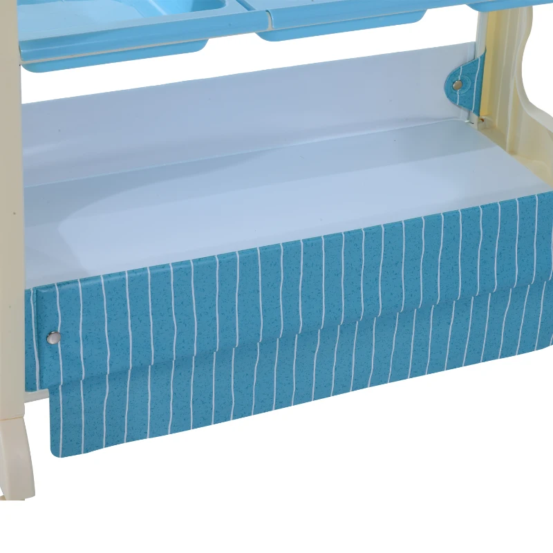 HOMCOM Fasciatoio con Vaschetta e Vani Portaoggetti in Plastica Atossica 81 x 53 x 102cm, Rosa/Blu (Blu)