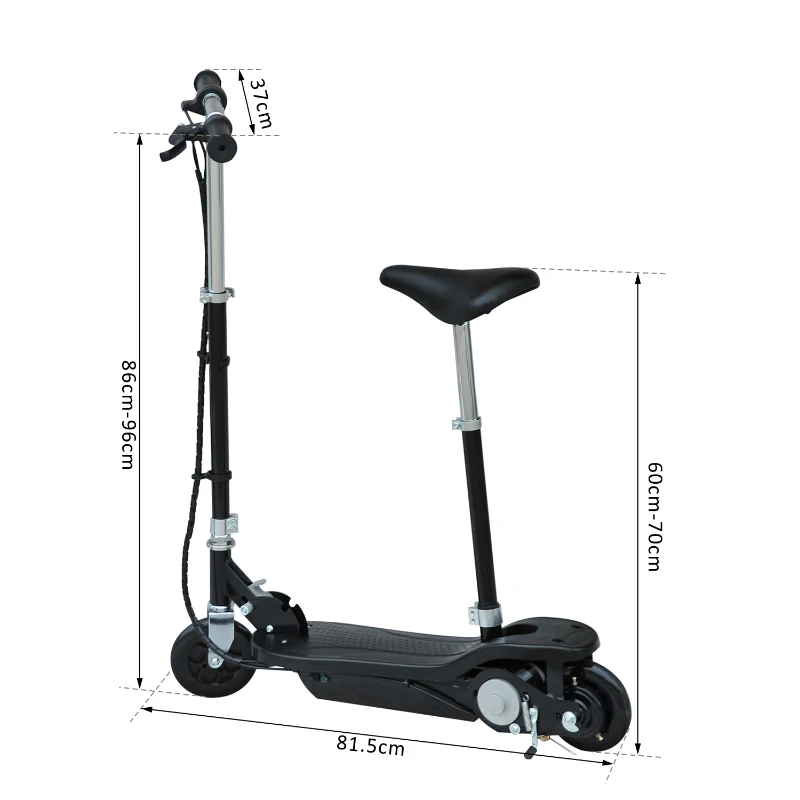 HOMCOM Monopattino Scooter Elettrico per Bambini con Sedile Pieghevole e Velocità Regolabile Max 12KM/H, 81.5 x 37 x 96cm, Nero