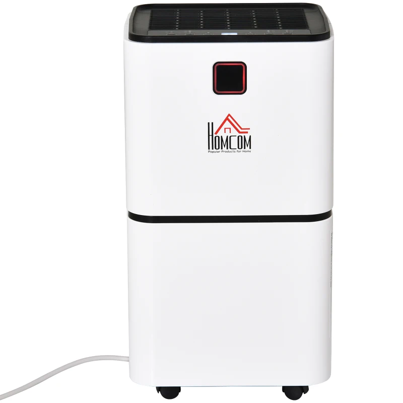 HOMCOM Deumidificatore Ambiente con Display per Ambienti 15-25㎡, Serbatoio 2000ml, Spegnimento automatico, deumidificazione di max. 12 litri/24h，in ABS Bianco