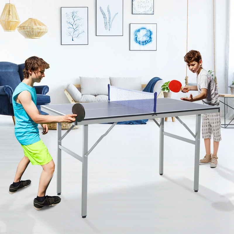 HOMCOM Tavolo da Ping Pong Professionale con 2 Racchette, 3 Palline in Legno MDF 125 x 75 x 75cm