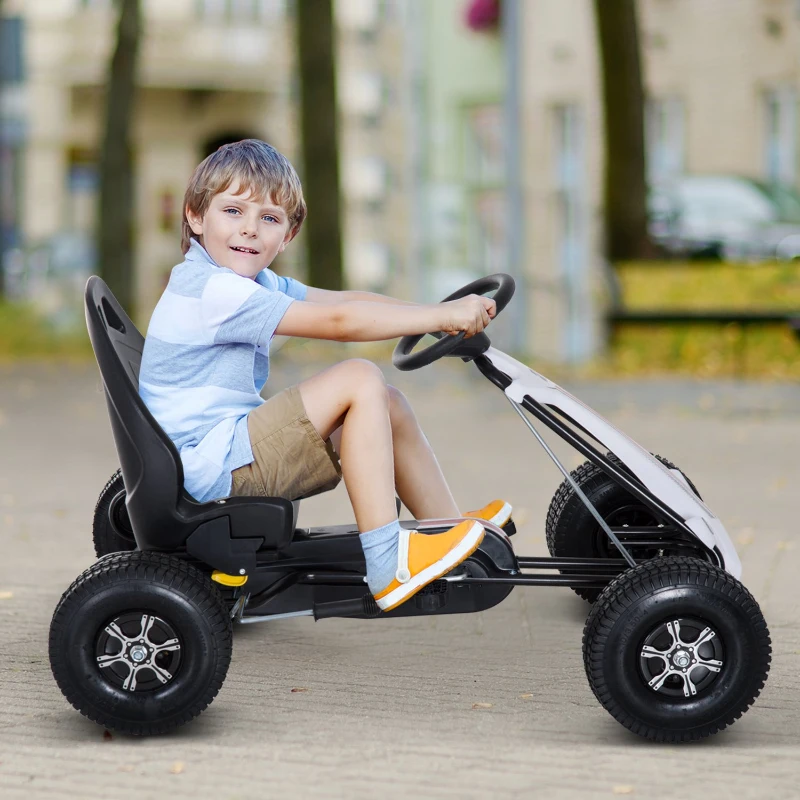 Homcom Go-Kart a Pedali per Bambini, Nero e Bianco