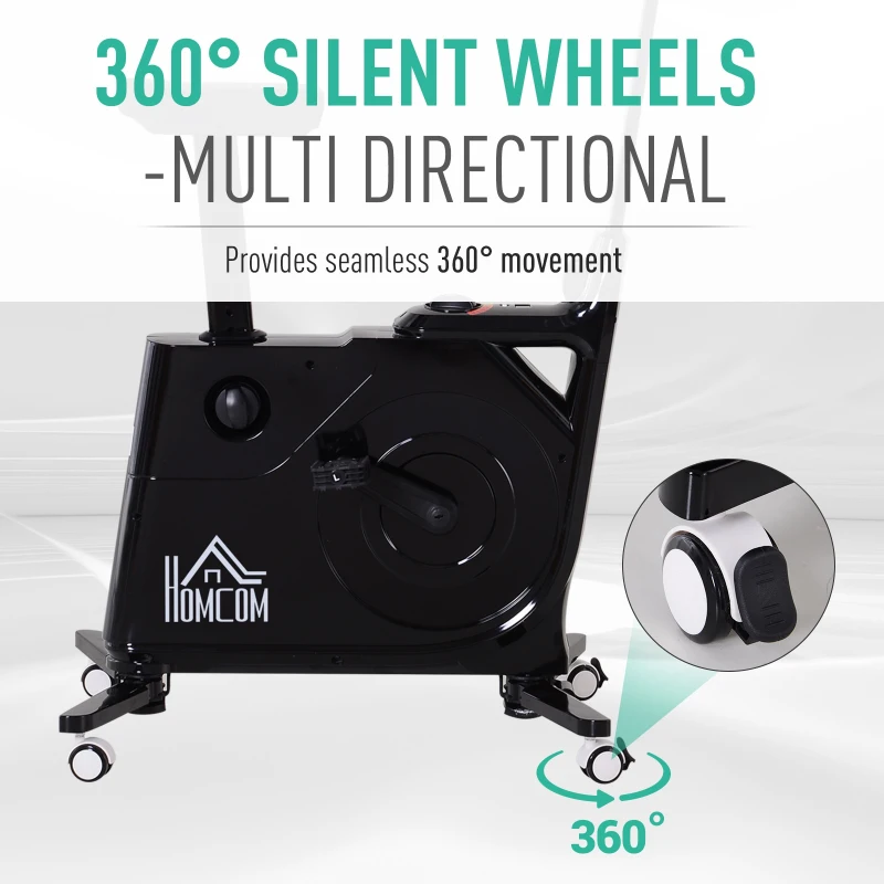 HOMCOM Cyclette con Tavolo da Lavoro Scrivania con Altezza Regolabile per il Tuo PC o Tablet, Pedali a Scomparsa