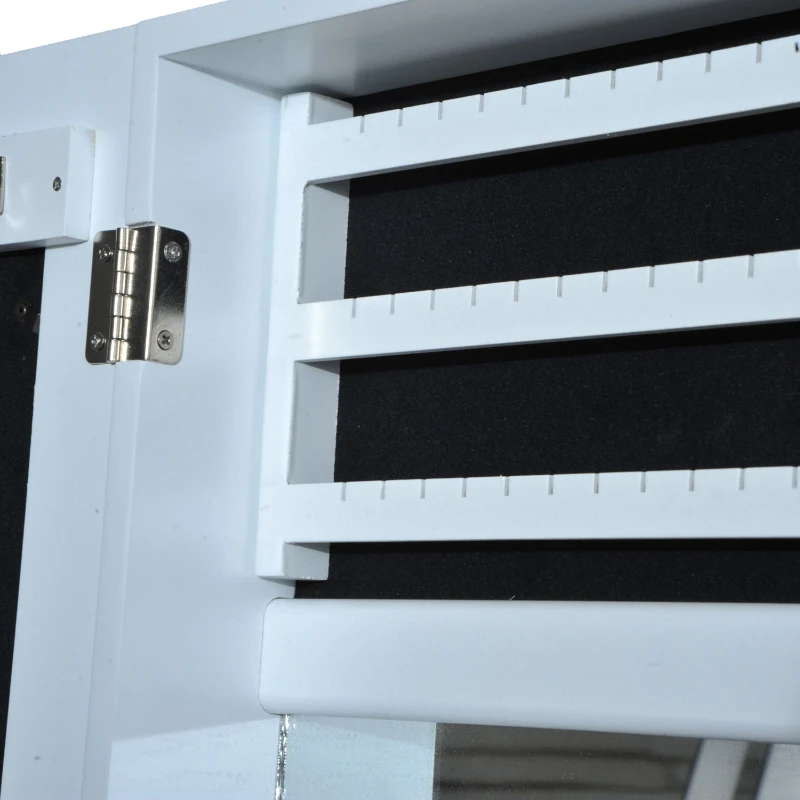 HomCom Armadio Portagioie con Specchiera da Parete in Legno, Bianco, 31x56x8.5cm