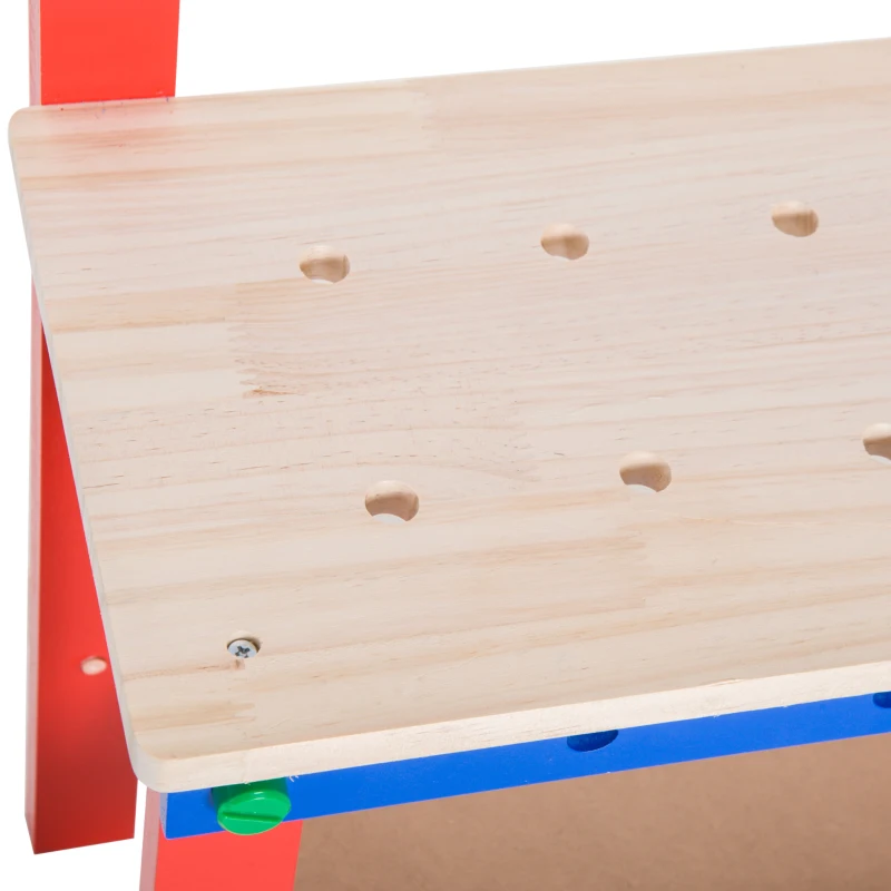 Homcom Banco da Lavoro Giocattolo in Legno per Bambini con 20 Accessori