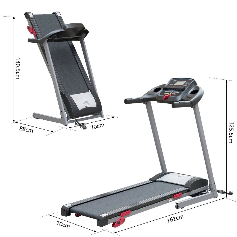 HOMCOM Tapis Roulant Elettrico Professionale Pieghevole con Schermo LCD e MP3 1.75HP