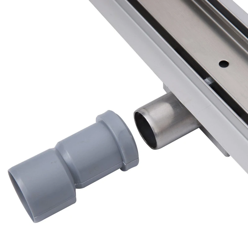 HOMCOM Canale canalina di scarico doccia sistema drenaggio doccia a pavimento in acciaio inox piastrellabile (740x110x70 cm)