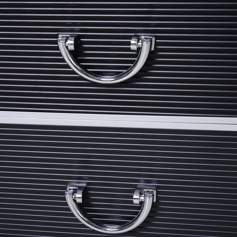 HOMCOM Maleta de Maquillaje Portátil Estuche de Comésticos Profesional con 6 Cajones Extensibles Cerradura y 2 Llaves Ruedas Asa Retráctil 36x23x58 cm Negro