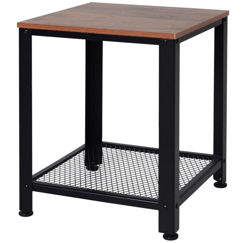 HOMCOM Tavolino da Salotto in Stile Industriale (45cm x 45cm x 55cm), in Legno e Acciaio, per Divano, Camera o Ingresso