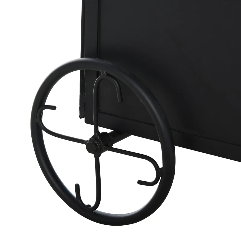 Outsunny Carrello Portalegna in Ferro Nero con 2 Ruote per Interni o Esterni