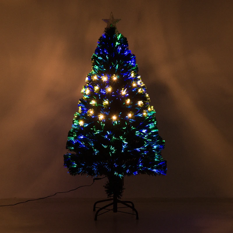 HOMCOM Albero di Natale Artificiale 130 Rami in PVC con Luci LED Φ62 x 120cm Verde