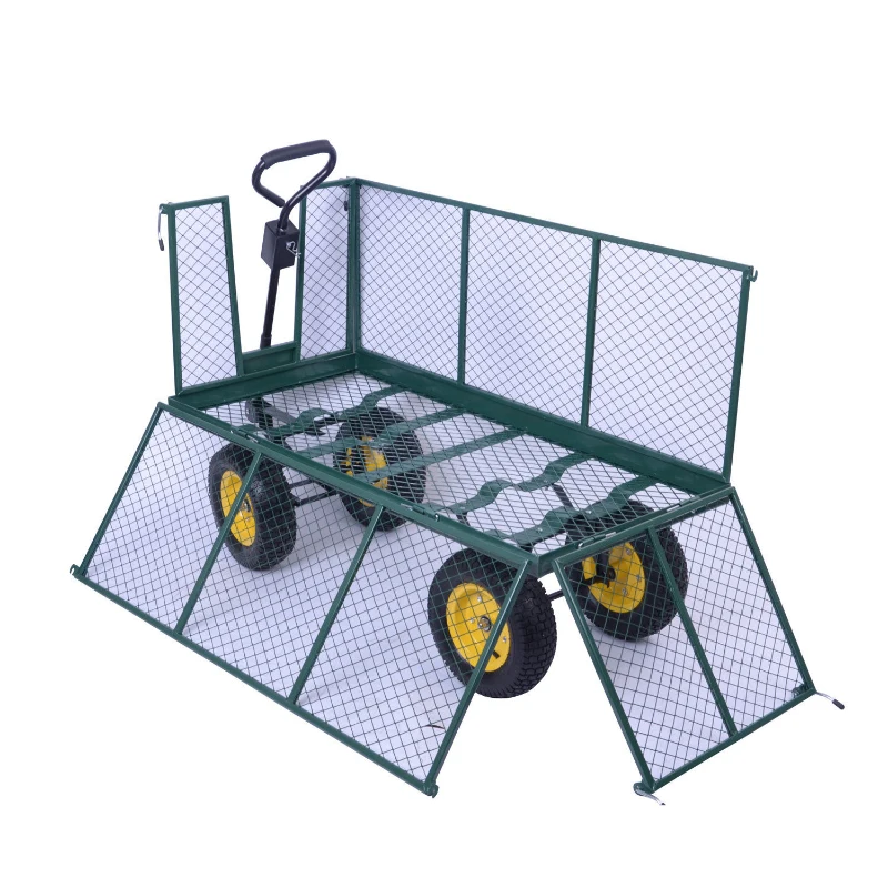 Outsunny  Carretto Carrello a Mano da Trasporto in Acciaio 120x57x84cm