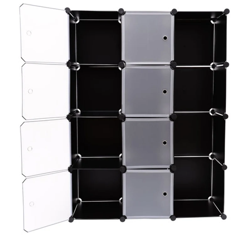 Outsunny - Armadio in plastica Scarpiera Cabina Guardaroba - 145x109x37cm - Nero