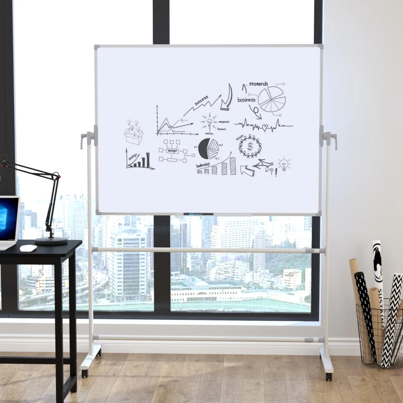 Vinsetto Lavagna Magnetica Bianca Cavalletto Faccia Doppia Portapenne Traversa Regolabile