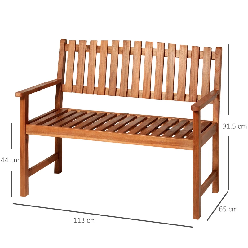 Outsunny Panchina da Giardino panchina giardino legno 2 Persone a Doghe Legno di Acacia 120 x 65 x 91.5 cm Marrone