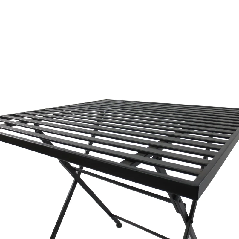 Outsunny Set Mobili da Giardino 1 Tavolo e 2 Sedie Pieghevole in Mettallo 70 x 70 x 70 cm Nero