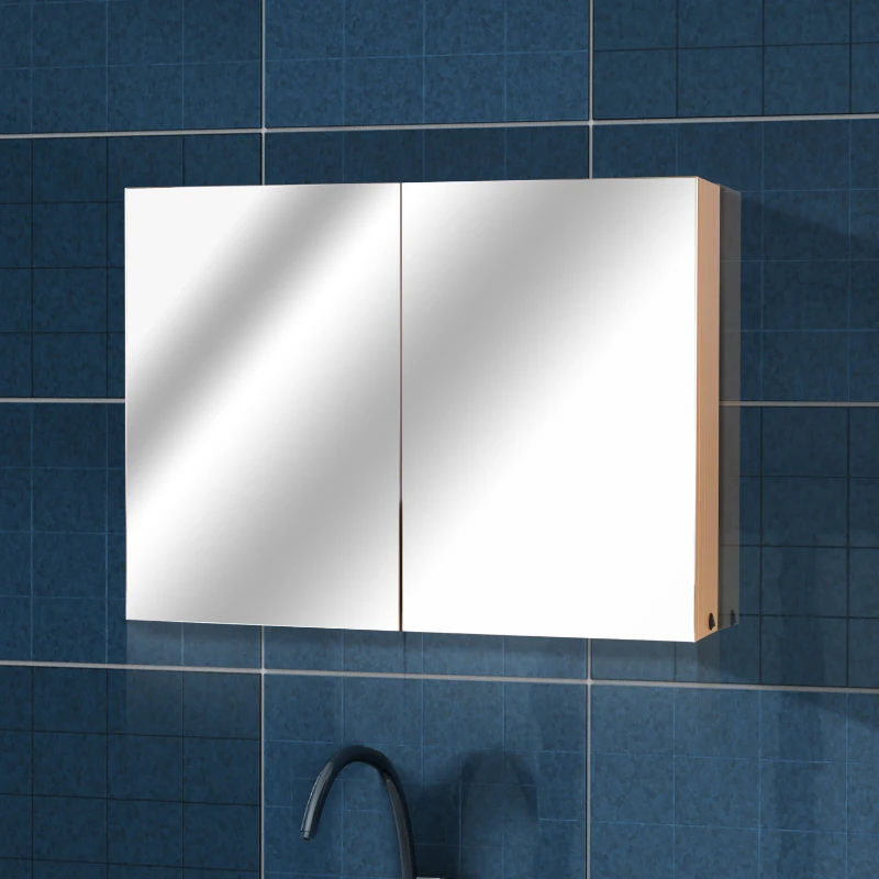 Armadietto Bagno HOMCOM A Due Ante - Legno Rovere E Bianco, 60x25x90 Cm - Foto 8