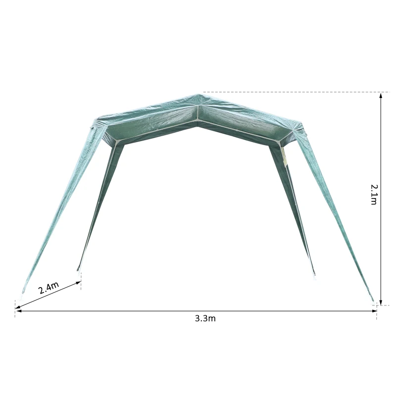 Outsunny Gazebo da Giardino con 4 Corde Tiranti 8 Picchetti da Terra Verde 3.3 x 2.4 x 2.1 m