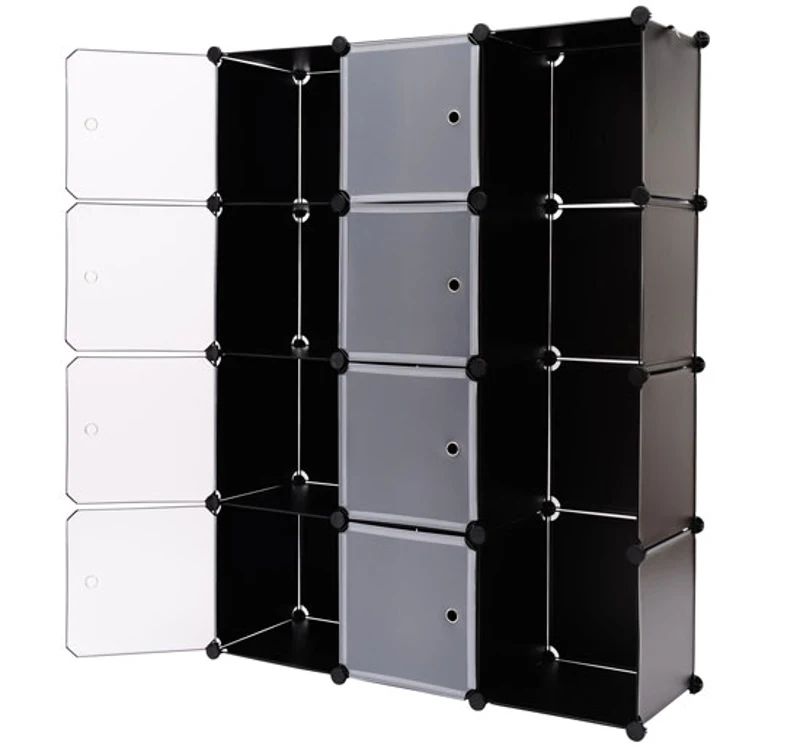 Outsunny - Armadio in plastica Scarpiera Cabina Guardaroba - 145x109x37cm - Nero