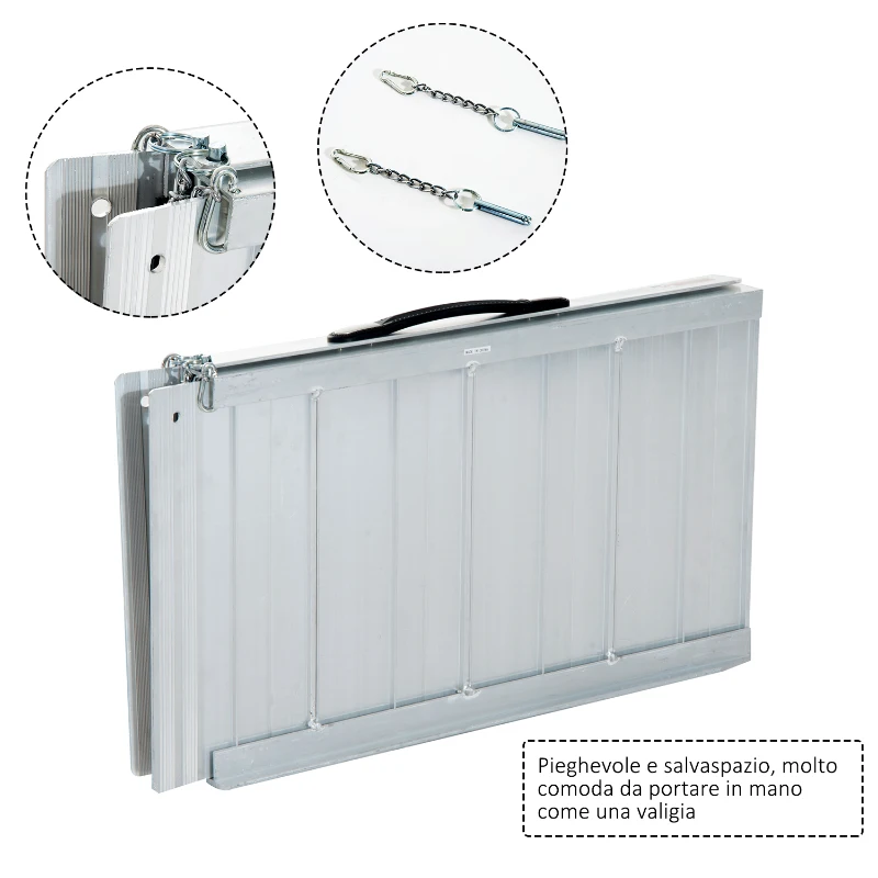 HomCom Rampa per Sedia a Rotelle in Alluminio Ripiegabile, 122x72cm