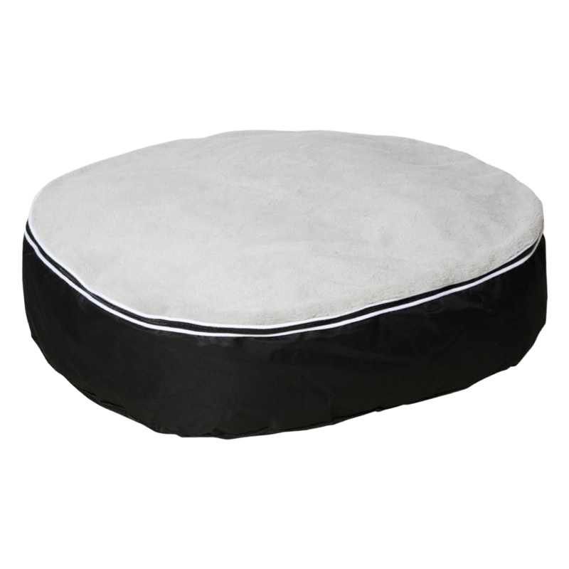 PawHut Cama para Perros y Gatos Lavable con Funda Desenfundable Colchoneta para Perros de Tamaño Mediano Tela Oxford y Felpa Suave 80x72x18 cm Gris y Negro