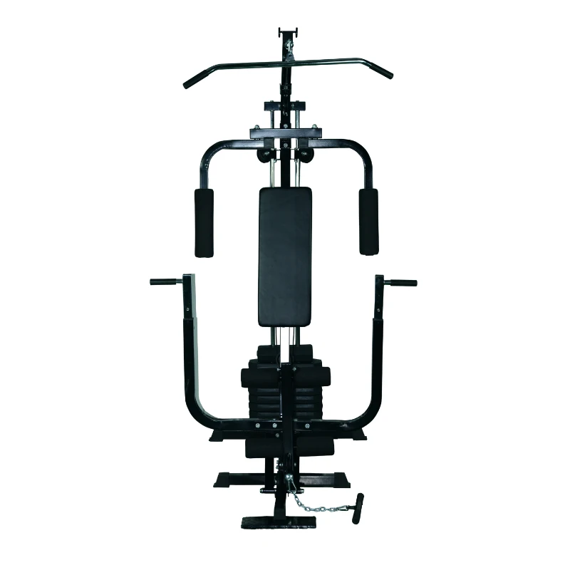 HOMCOM Stazione Multifunzione Professionale per Allenamento Upper & Lower Body, in Acciaio e PVC, Nero, 156x113x205cm