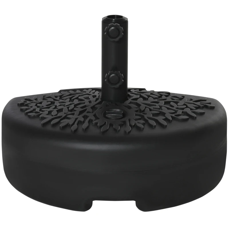 Outsunny Base de Parede para Chapéu de Sol Suporte Semicircular para Chapéu de Sol Preenchido com Areia 21kg ou Água 18kg para Jardim Pátio Terraço Exterior 50x31x18cm Preto