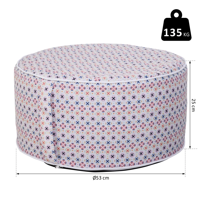 Ousunny Pouf Gonfiabile per Esterni e Interni Cuscino Poggiapiedi Sfoderabile Accessori Inclusa Φ53 x 25 cm
