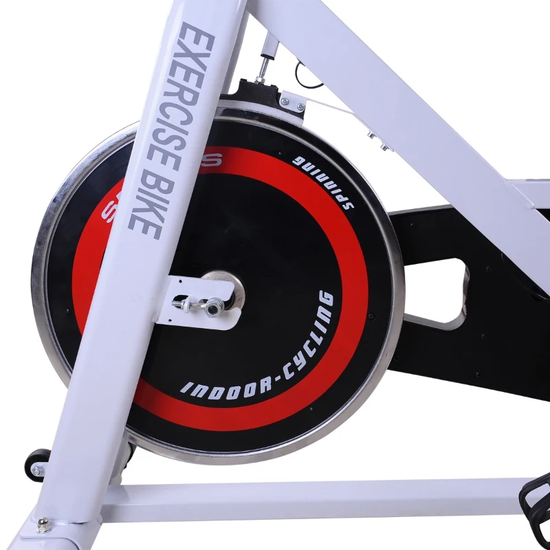 Homcom Cyclette Spinning Professionale con Sellino e Manubrio Regolabili Schermo LCD Bianco, nero, rosso, 107x48x100cm