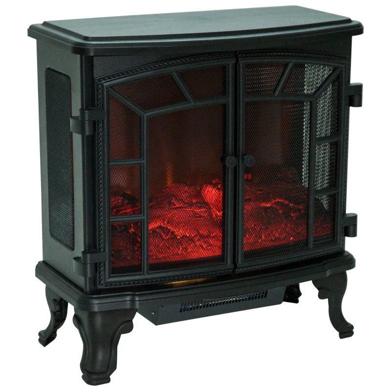 HOMCOM Camino Elettrico da Terra con Effetto Fiamma 1000W/20000W Telecomando 63.5 × 30.5 × 67.5cm
