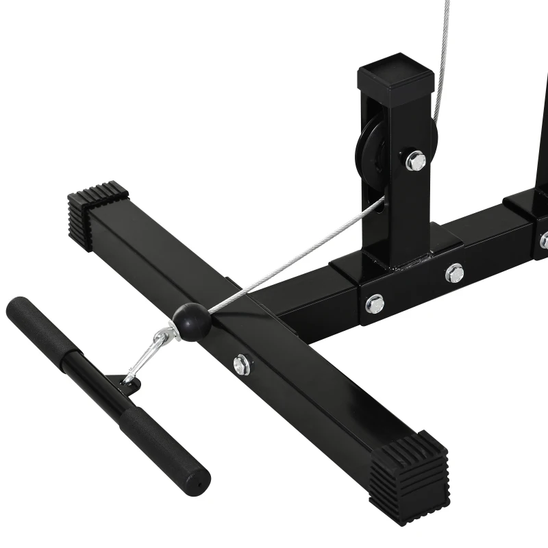 HOMCOM Stazione Fitness Pull Down per Palestra in Casa con Panca e Cavo Regolabile, in Acciaio Nero